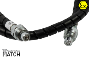 Black hydraulic hose ATEX, close-up