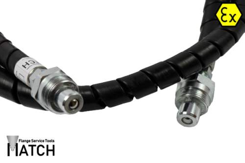 Black hydraulic hose ATEX, close-up