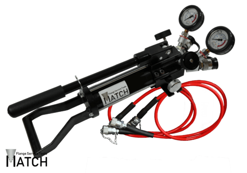 Hydraulic hand pump (P1000BEX) double connection with 2x red hydraulic hose