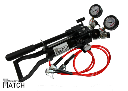Hydraulic hand pump (P550BEX) double connection with 2x red hydraulic hose