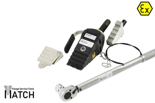 Mechanical flange spreader (MSW9TEX Single Kit) with torque wrench, safety loop, step blocks and safety block
