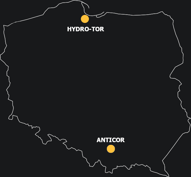 mapa polski z zaznaczonymi dystrybutorami na mapie